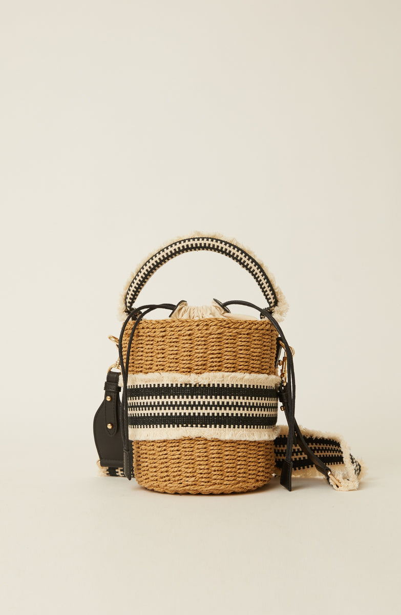 Btb Los Angeles Opal Pom Pom Straw Crossbody Bag