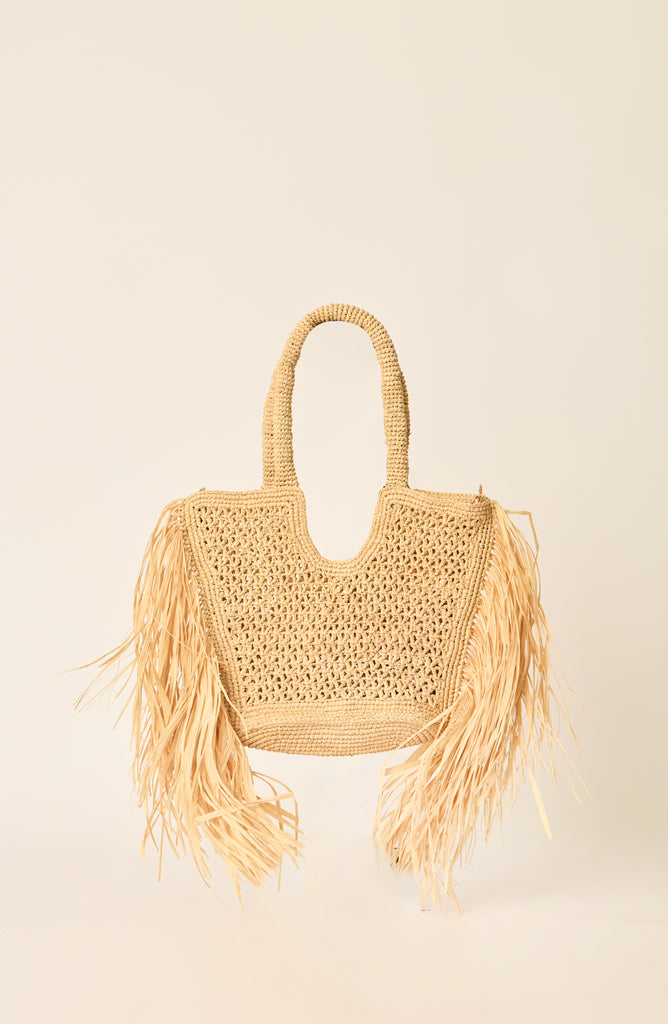 HUNTER MINI FRINGE TOTE NATURAL O S