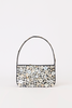 [color:black] A small black shoulder bag covered in round decorative buttons, featuring a thin black handle and a top zipper closure, set against a plain white background.