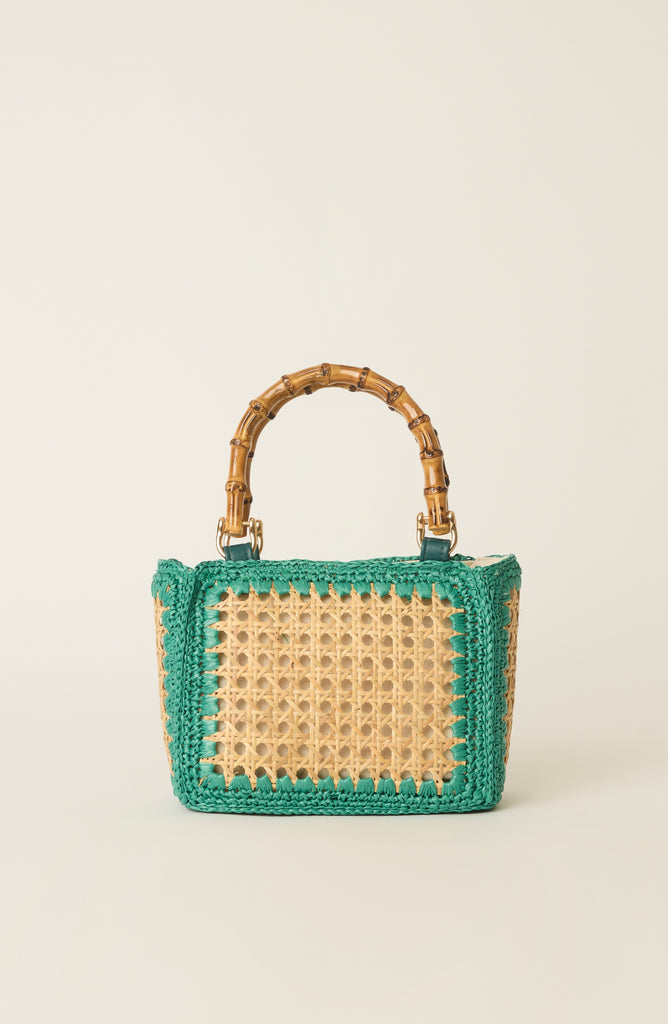 ELODIE TOP HANDLE BAG NATURAL TEAL O S