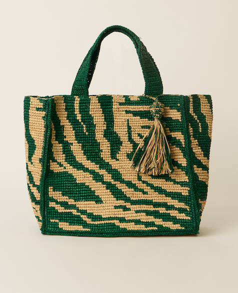 SAHARA BOX TOTE NATURAL GREEN O S