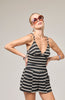 AMADORA KNIT BODYSUIT BLACK CREAM STRIPE