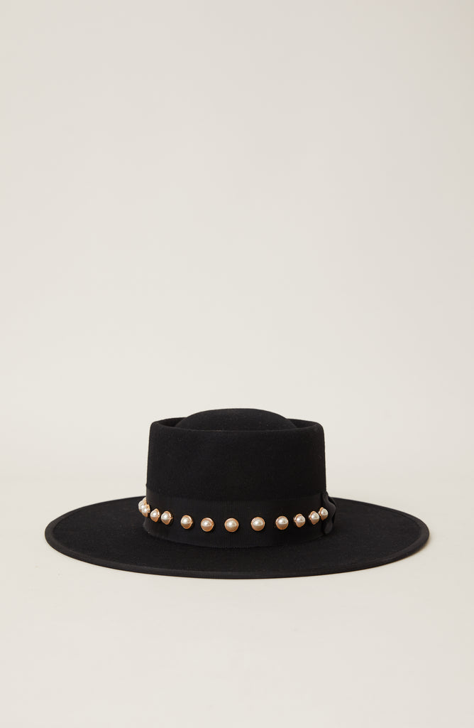 HAZEL PEARL HAT (Final Sale) BLACK