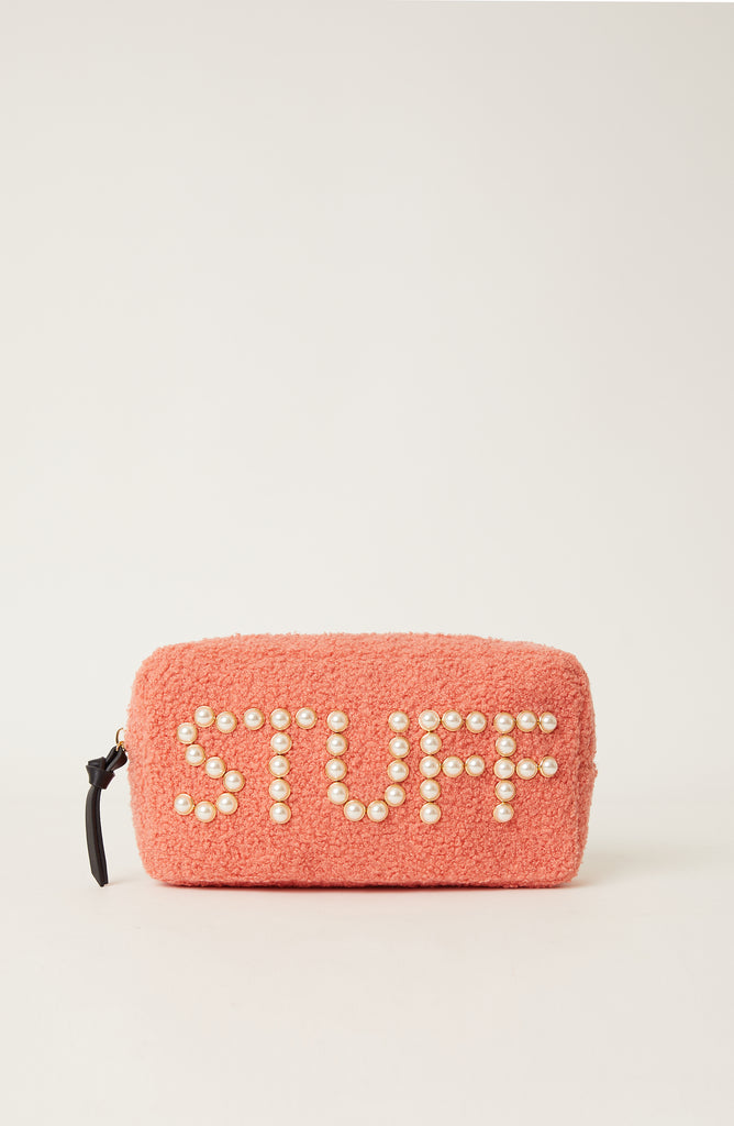 TEDDY STUFF SMALL COSMETIC POUCH (Final sale) CORAL OS